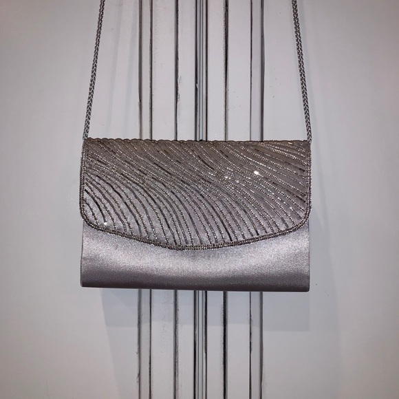 SASHA NY Silver sparkly Beaded Crossbody Clutch - Picture 5 of 10